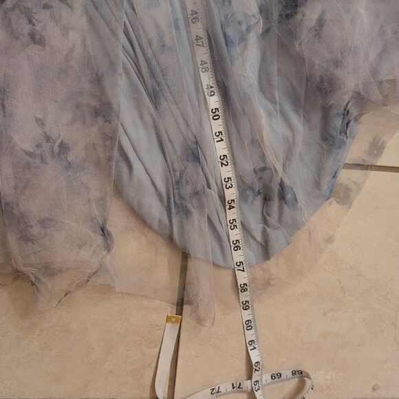 NWT Dessy Collection Tulle Floral Print Gown Maxi Dress Blue Mist Garden 16 - Picture 11 of 12